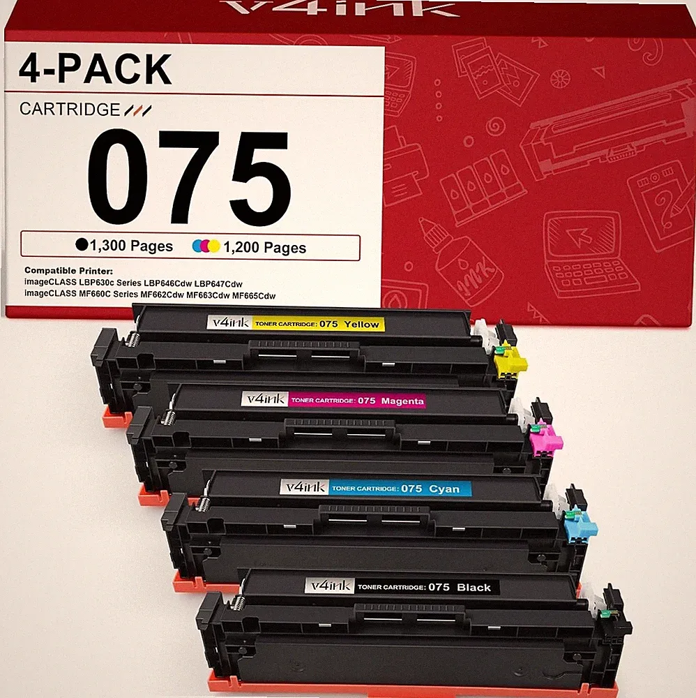 075 Toner Cartridge Set 4 Pack Compatible Replacement for Canon Cartridge 075 fo