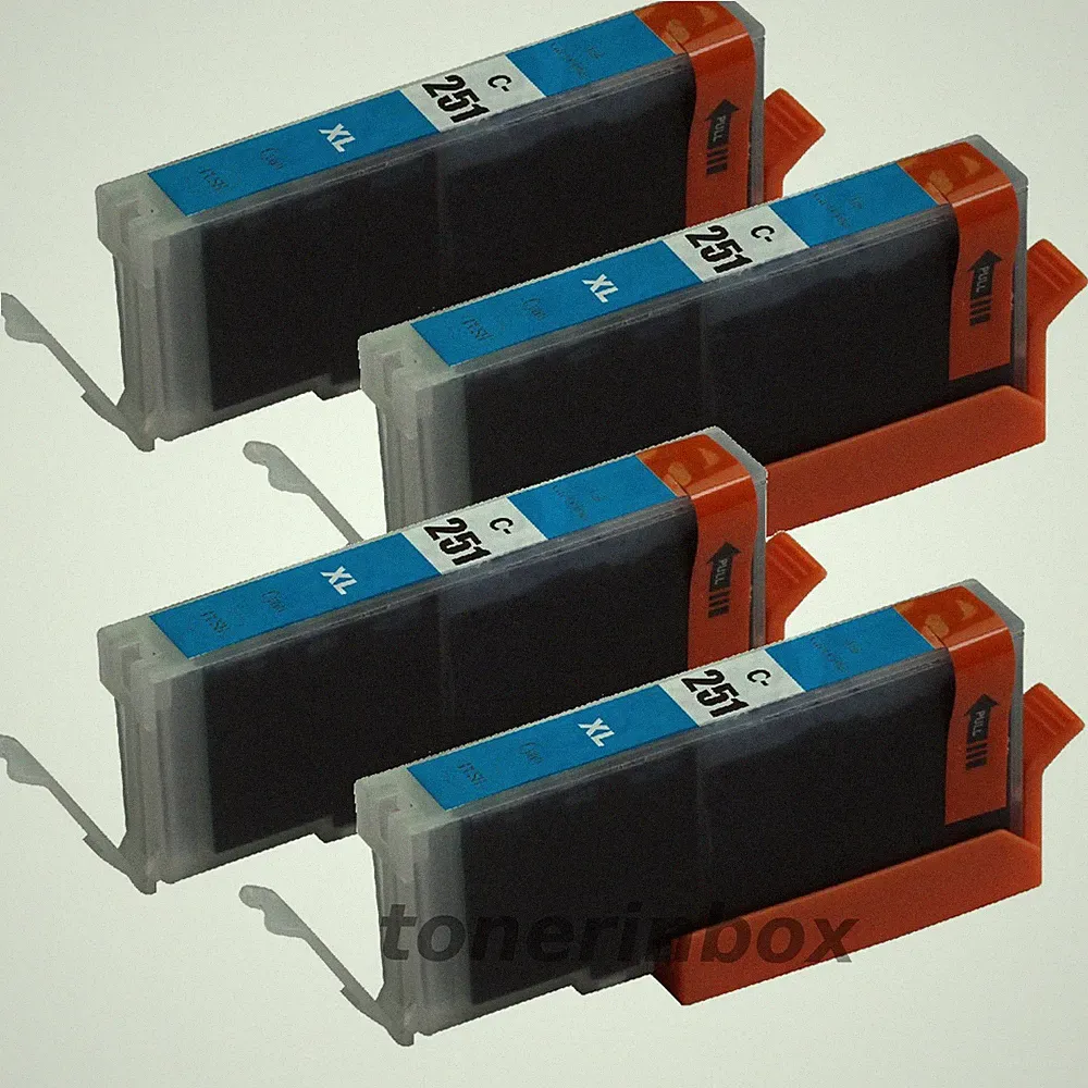 4 Pk CLI-251 CLI251 XL Cyan Ink For Canon Pixma MG5420 MG5520 MG6320 MX722 MX922