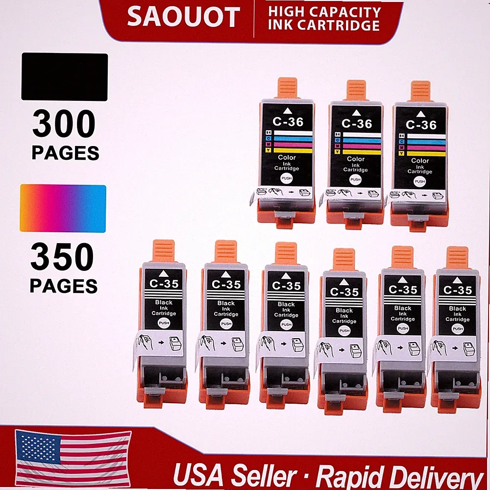 9PK Ink Cartridges PGI-35 CLI-36 use for Canon Pixma Photo iP100 iP110 TR150