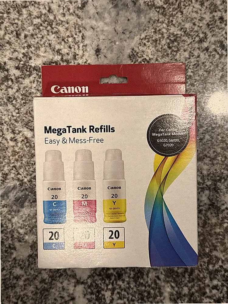 Canon GI-20 Ink Bottle Pack Cyan/Magenta/Yellow Genuine Brand New Factory Sealed
