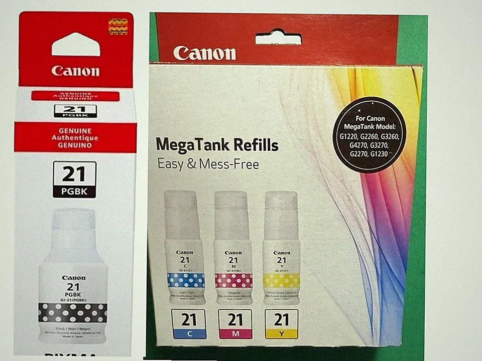Canon GI-21 Ink Bottle Combo-B/C/M/Y Setup for MegaTank printer-OEM-4PK