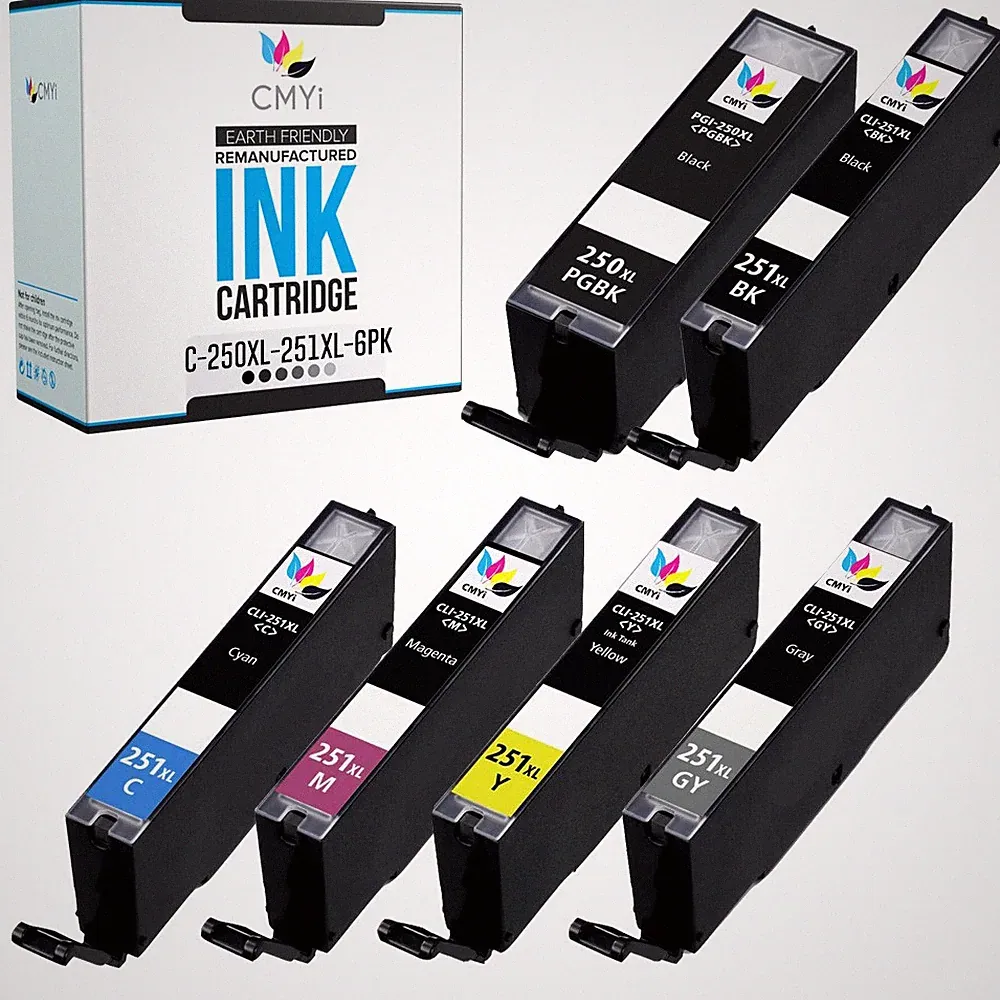 CMYi PGI-250XL CLI-251XL Ink Lot for Canon 250XL 251XL Combo Pack Fits PIXMA