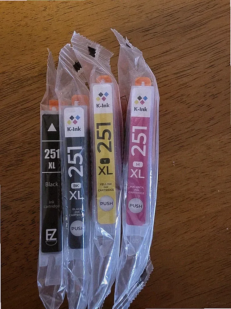 Genuine Canon 251XL PRINTER INK OPEN..NO BOX 4 CARTS (2 BLK, 1 YELLOW, 1 MAGENTA