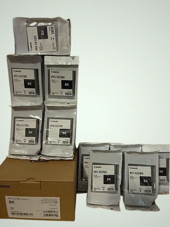 (Lot 10) Brand New Canon PFI-107BK Black 130ml Ink Tank Toner Printer Cartridge