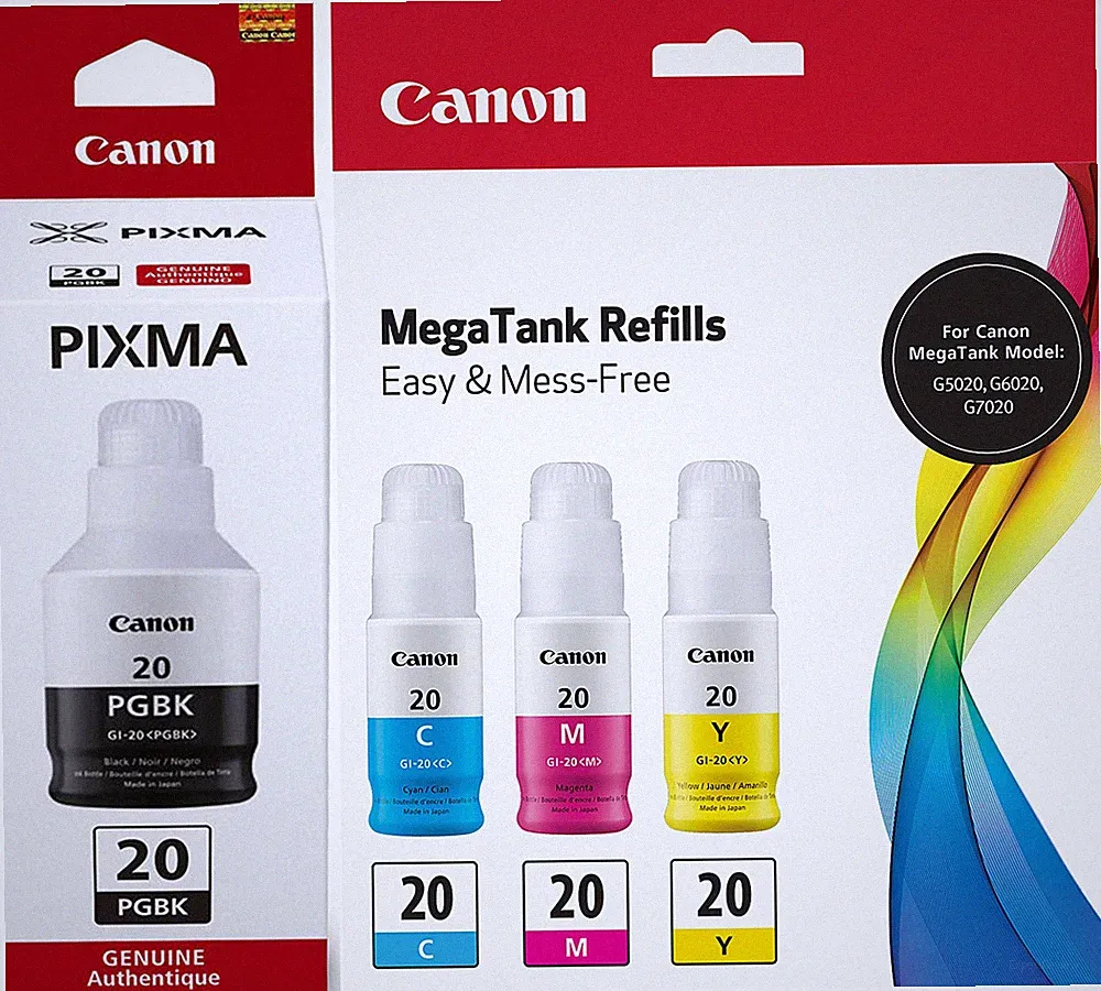 New Genuine Canon GI-20 Black Color 4PK Pigment Ink Bottle PIXMA G5020