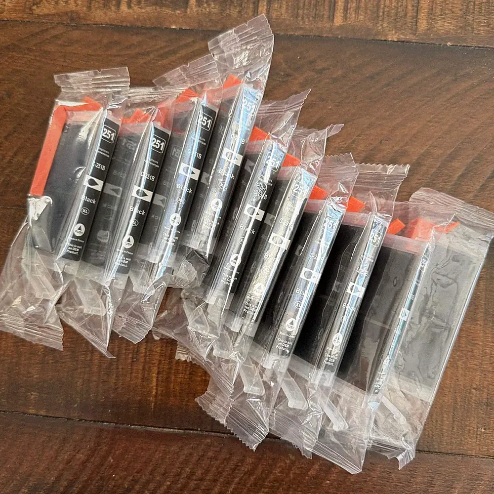 Non OEM Canon Printer Ink 251 Cartridge C-251B Black Lot of 9 Set Inkjet New